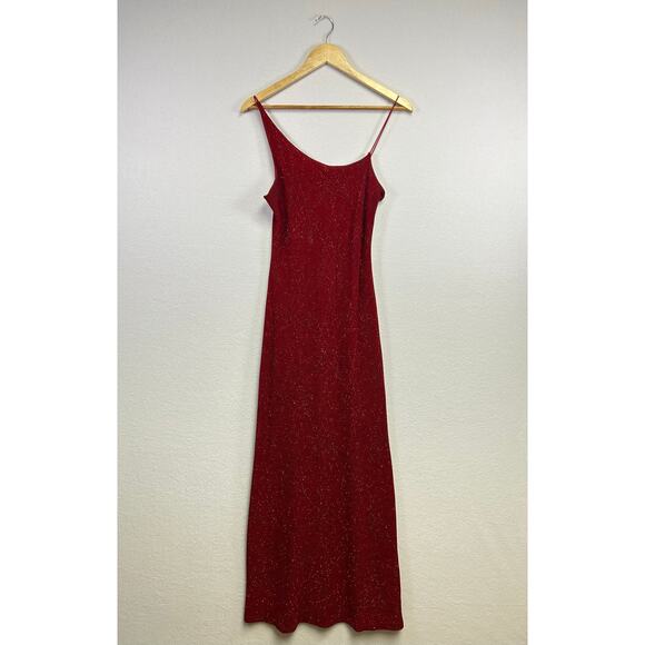 Bryer Too Vintage Y2K Red Glitter One-Shoulder Maxi Formal Event Dress Small - Picture 1 of 11